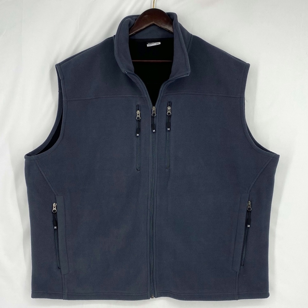 Moheen Mens Size 2XL Zip Front Vest Dark Gray Fleece Zipper Pockets tiny damages